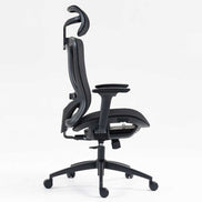 Side profile of high back mesh office chair highlighting adjustable recline, lumbar support, and breathable mesh backrest.