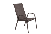 Stackable outdoor chairs with fabric and metal frame