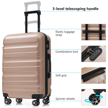 Hardshell ABS Luggage Set - Lightweight & Durable Suitcases with Dual Spinner Wheels, Carry-On & Check-In Sizes for Travel & Business