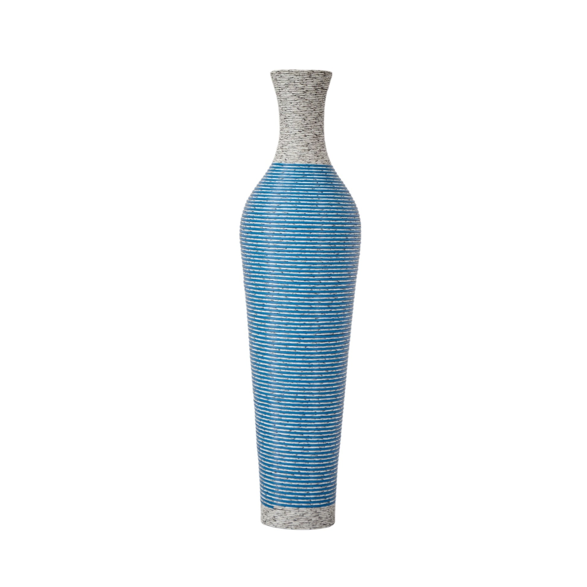 39-inch floor vase decor in blue and gray tones, crafted from durable PVC, ideal for modern living room or bedroom styling.
