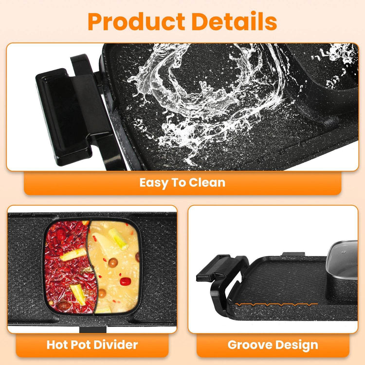 mlnshops Electric Hot Pot BBQ Grill with Smokeless 2800W