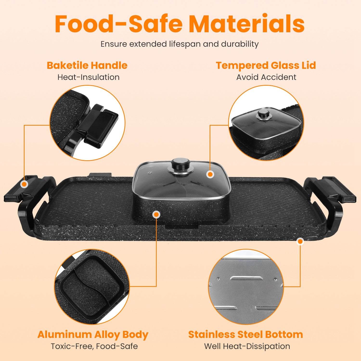 mlnshops Electric Hot Pot BBQ Grill with Smokeless 2800W