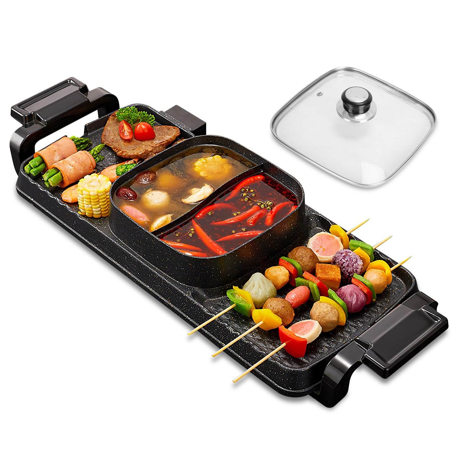 mlnshops Electric Hot Pot BBQ Grill with Smokeless 2800W
