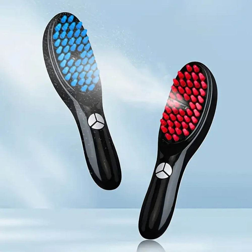 Blue electric scalp massager comb with red massage nodes