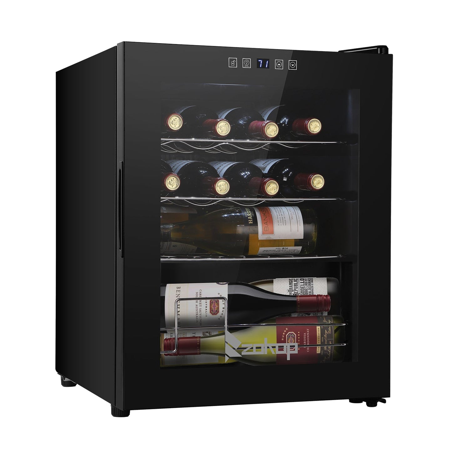 Electronic Wine Fridges, Wine Cabinet Cold Rolled Sheet Transparent Glass Door / 16 Bottle with Display Black MLNshops]