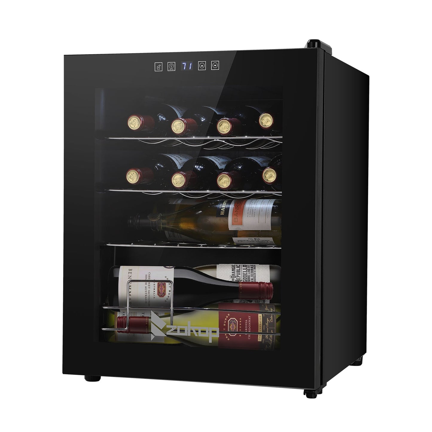 Electronic Wine Fridges, Wine Cabinet Cold Rolled Sheet Transparent Glass Door / 16 Bottle with Display Black MLNshops]