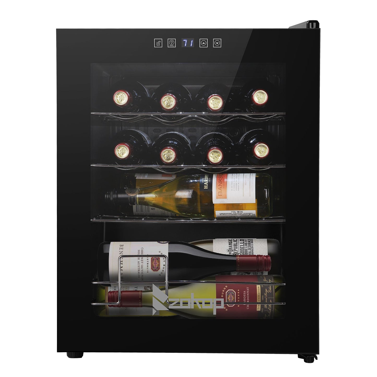 Electronic Wine Fridges, Wine Cabinet Cold Rolled Sheet Transparent Glass Door / 16 Bottle with Display Black MLNshops]