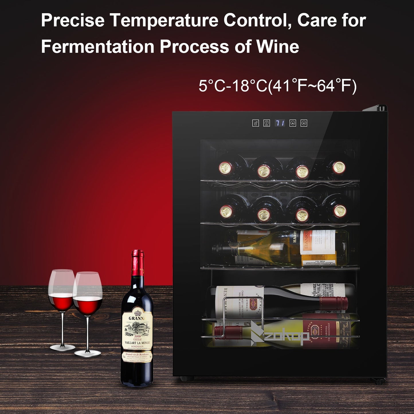 Electronic Wine Fridges, Wine Cabinet Cold Rolled Sheet Transparent Glass Door / 16 Bottle with Display Black MLNshops]