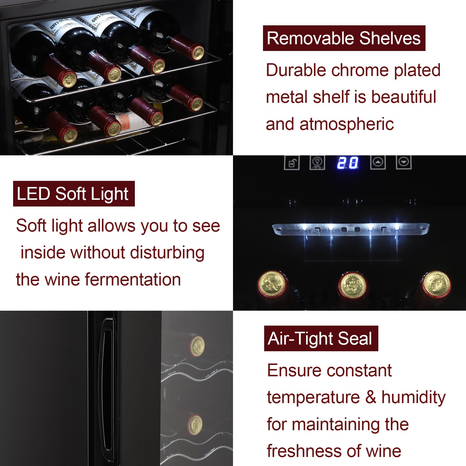 Electronic Wine Fridges, Wine Cabinet Cold Rolled Sheet Transparent Glass Door / 16 Bottle with Display Black MLNshops]