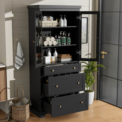 high bathroom cabinet with drawers and shelves MLNshops