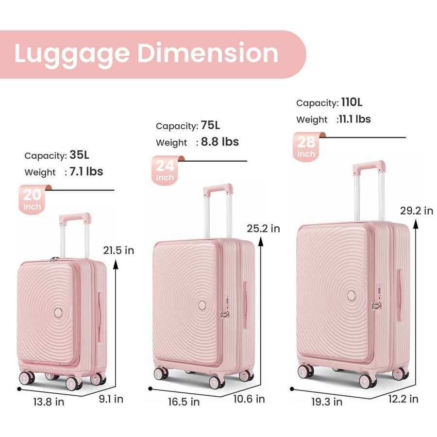 MLNshops Expandable Luggage Set with 3 Pieces