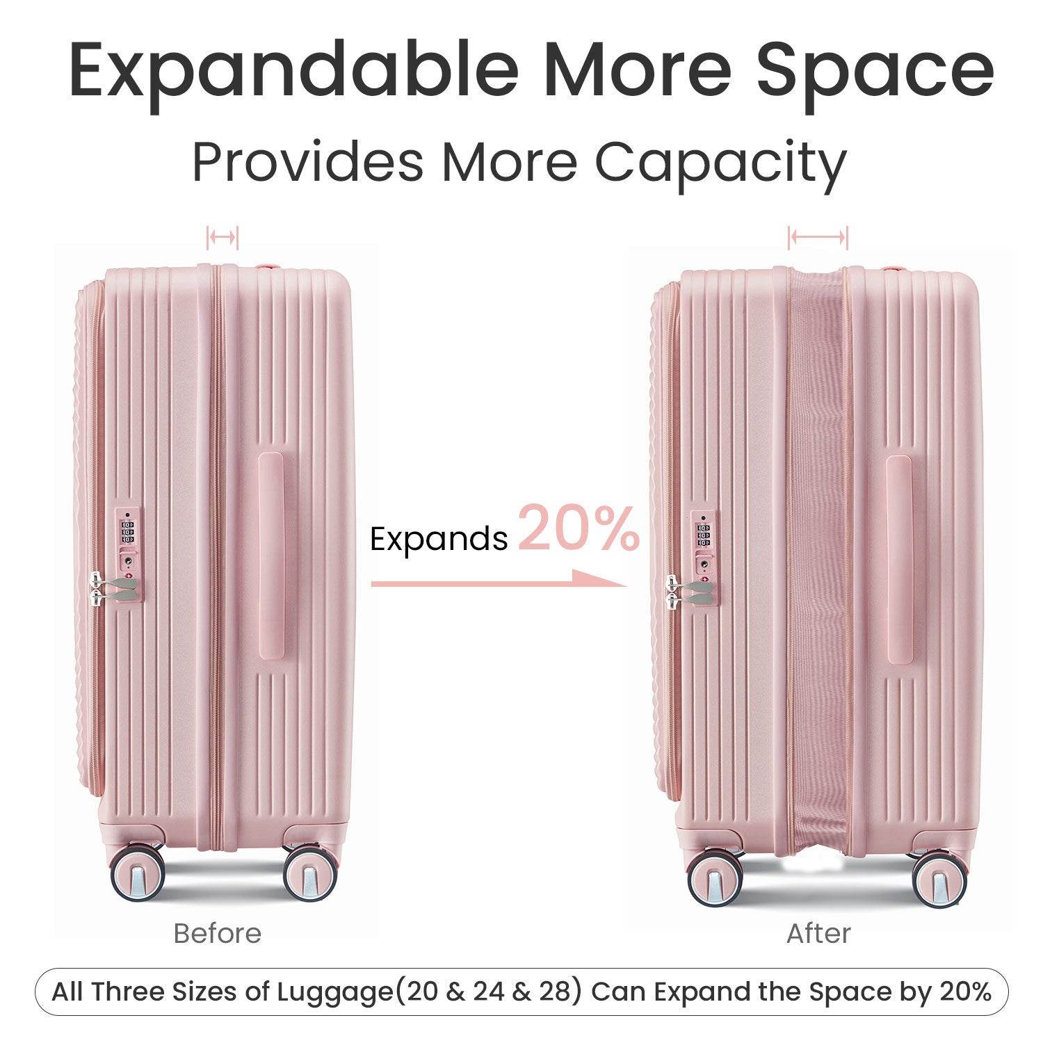 MLNshops Expandable Luggage Set with 3 Pieces
