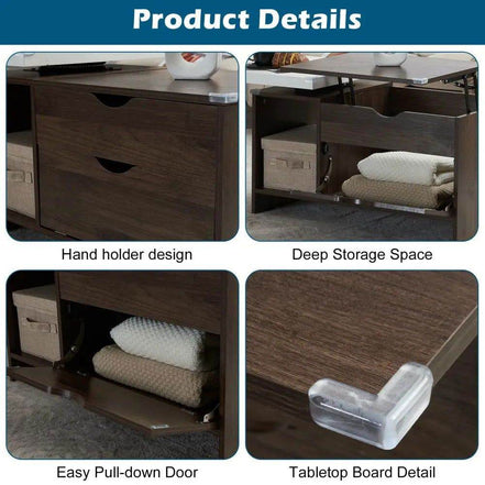 MLNshops Extendable Coffee Table with Storage Design