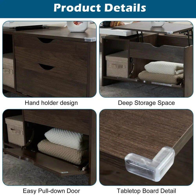 MLNshops Extendable Coffee Table with Storage Design