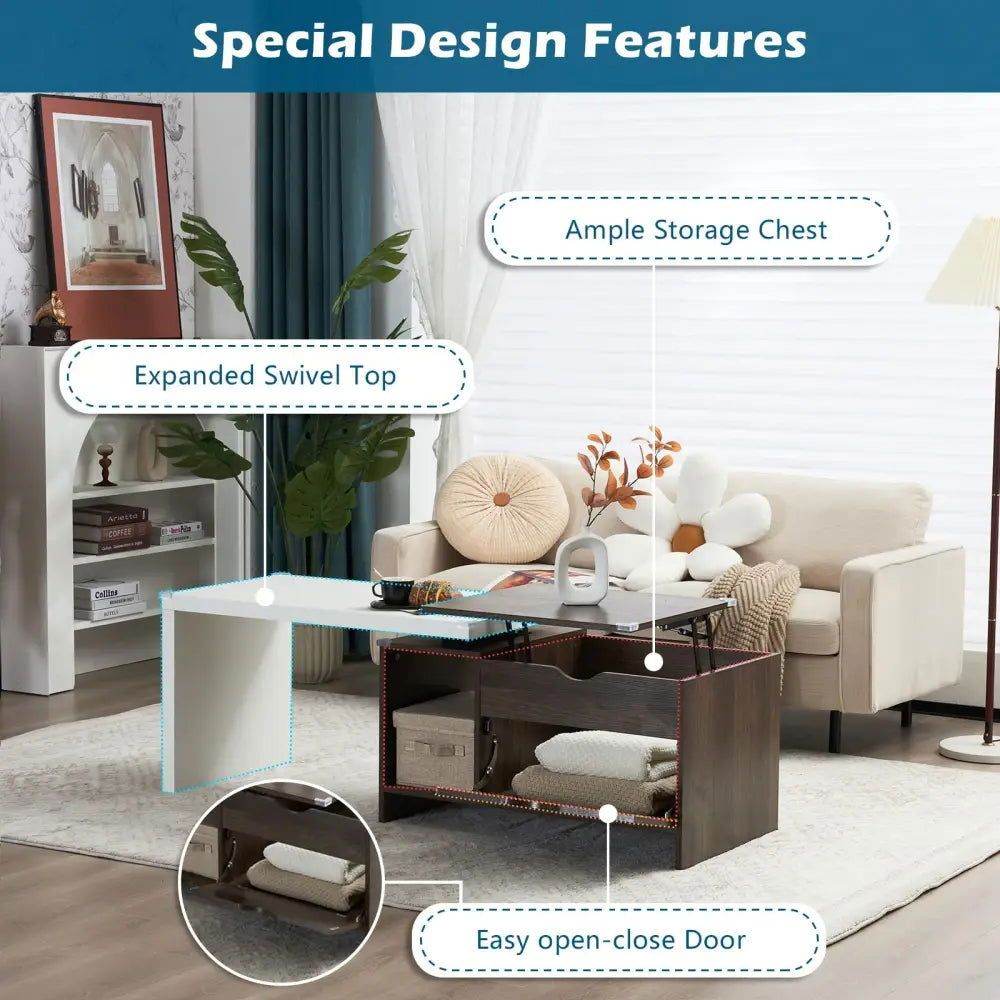 MLNshops Extendable Coffee Table with Storage Design - MLNshops