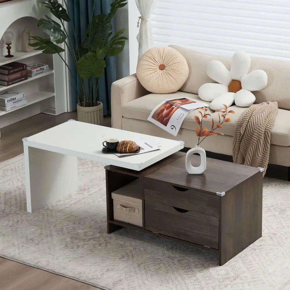 MLNshops Extendable Coffee Table with Storage Design