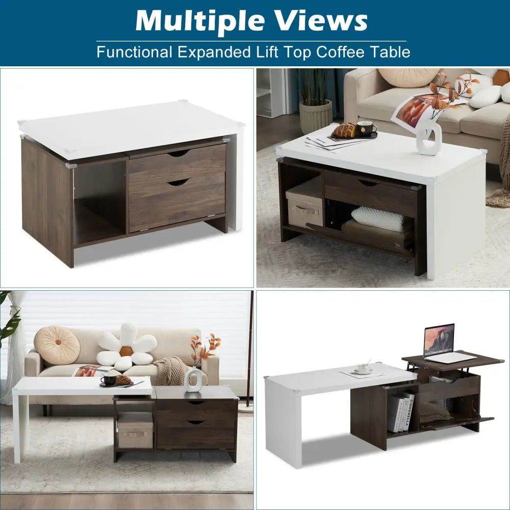 MLNshops Extendable Coffee Table with Storage Design