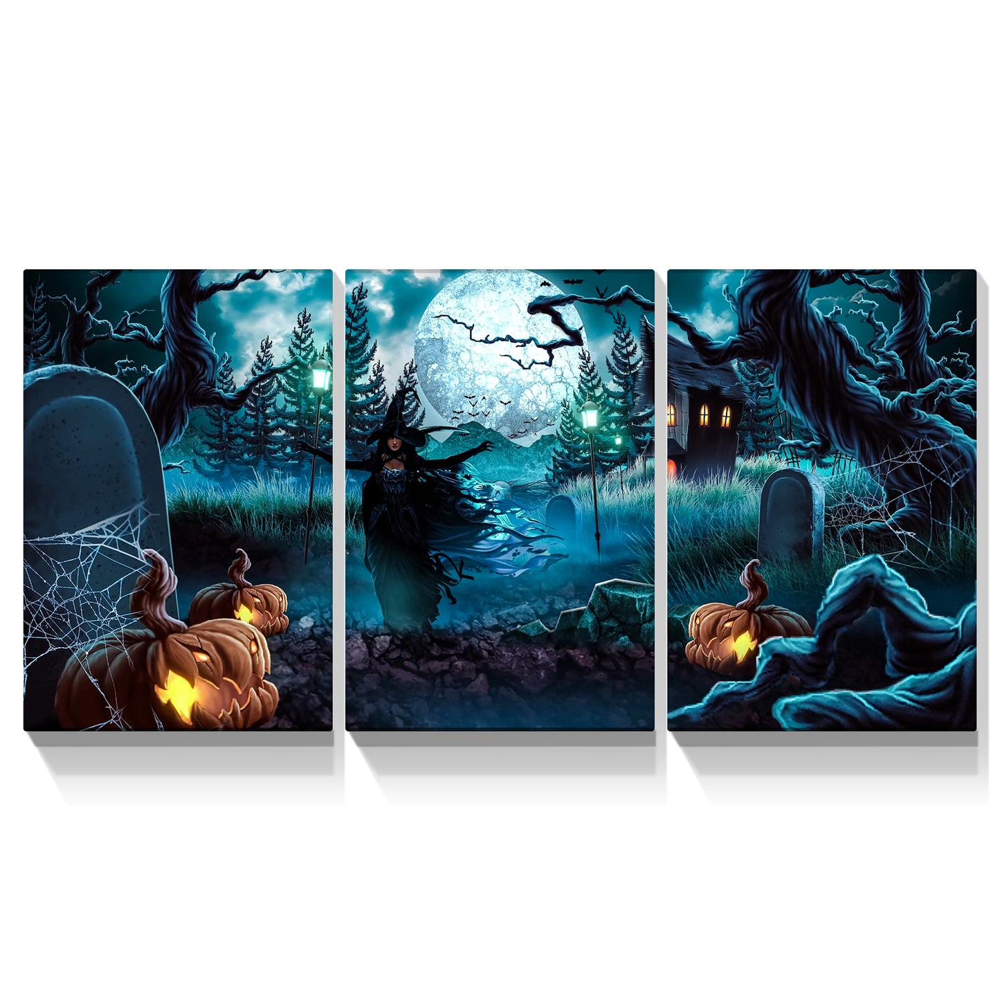 3 pcs Halloween Wall Decor Wall Art with Lights Halloween Decorations with Spooky  Pumpkins for Party Living Room Decorative Wall Art 1218 inch-Thickness 1.5inch MLNshops]