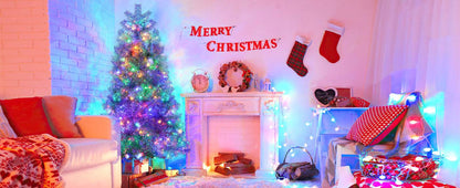 6FT Silver Pre-Lit Christmas Tree, 800 Tips & 300 LED Lights