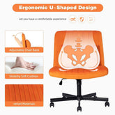 Ergonomic U-shaped Orange Velvet Office Chair with soft cushion and lumbar support for enhanced posture and comfort.