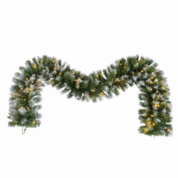 Christmas garland with lights on a white background