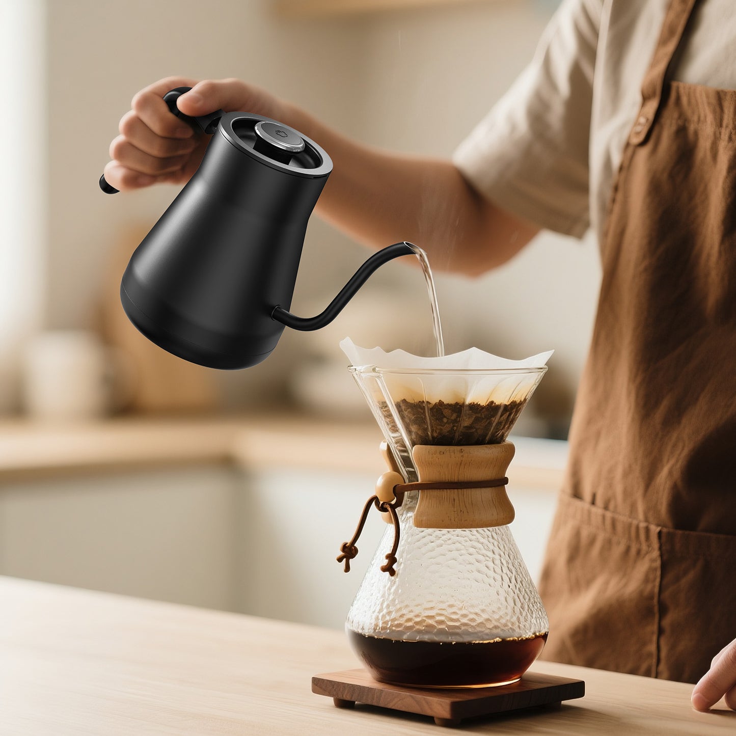 Gooseneck Electric Kettle with ±1℉ Temperature Control for Pour Over Coffee & Tea, Quick Heating, Hot Water Boiler, 1200W