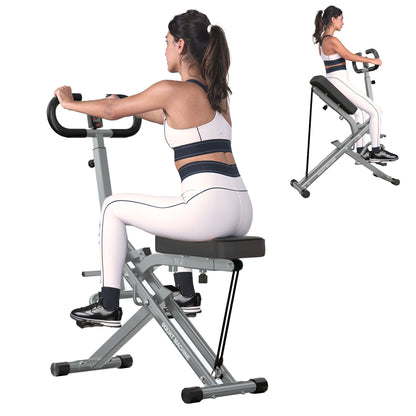 Home Gym Squat Machine with Adjustable Resistance shown in use for full-body workout. Foldable squat rowing machine ideal for home fitness routines.