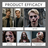 Before and after effects of a product on people with visible makeup changes.