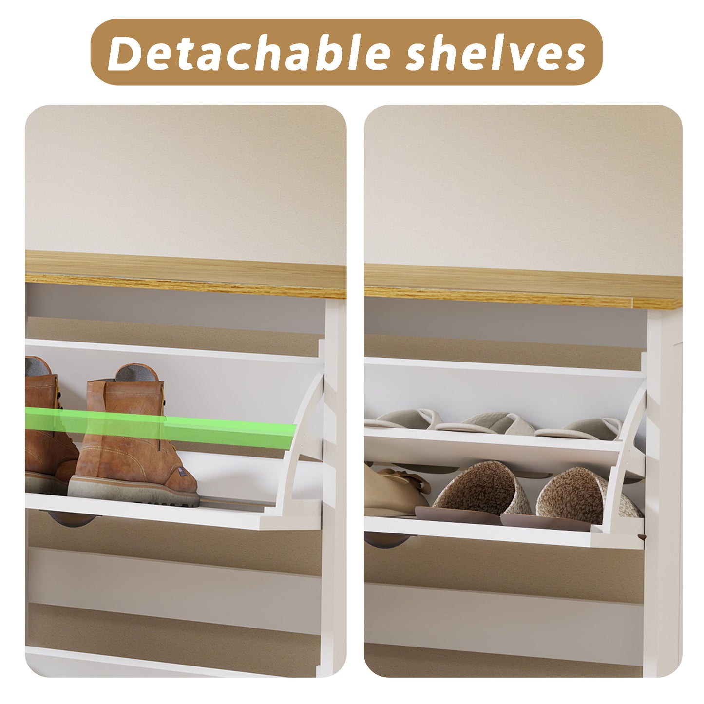 Shoe Storage Cabinet with 1 Drawer, 3 Flip Drawers, Freestanding Shoe Cabinet Organizer with Adjustable Shelf, Shoe Cabinet for Entryway, Foyer, Slim Shoe Cabinet-Antique White