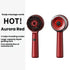A red handheld scalp massage comb shown from two angles on a white background, with promotional text on the left reading &