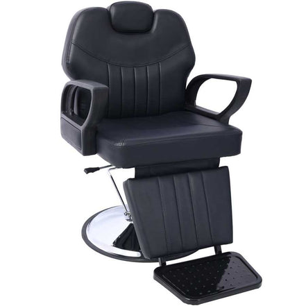 Heavy Duty Hydraulic Barber Chair for Salon featuring PU leather upholstery and chrome base, ideal for professional barbershops