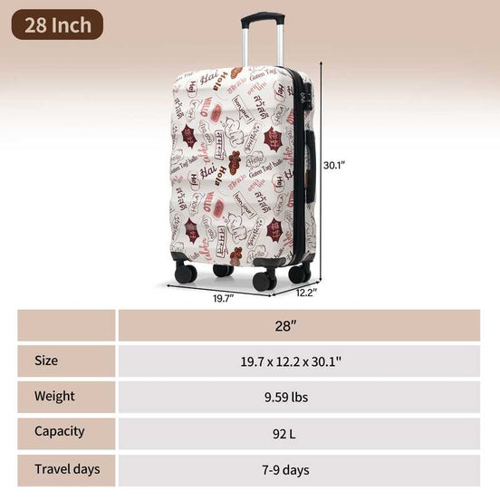 28 Inch Expandable Checked Luggage, Lightweight Glossy Hardshell Travel Suitcase with Spinner Wheels, TSA Lock