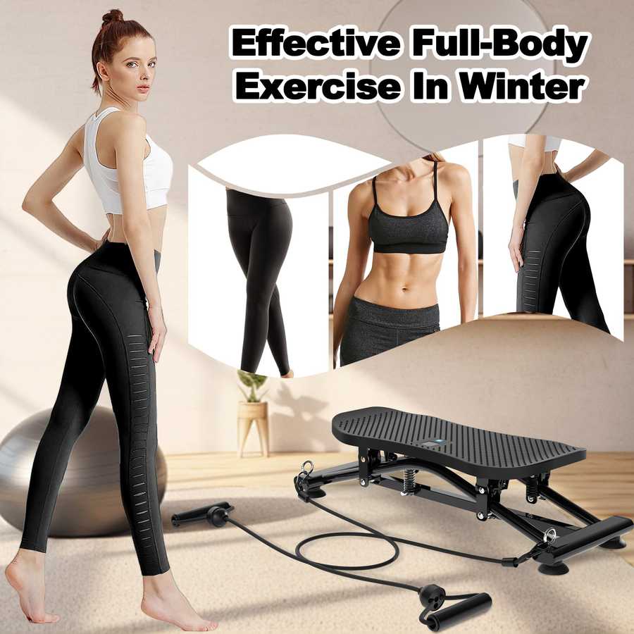 Sliding Ski Simulator with Resistance Bands - Indoor Skiing Fitness 