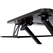 Underside view of adjustable laptop desk showing durable metal brackets and support structure for long-lasting use.