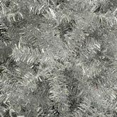 Close-up of silver tinsel with a textured surface
