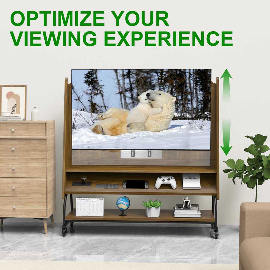 Adjustable Mobile TV Stand with Mount - Adjustable Cart featuring height adjustment for optimal viewing in modern living room.