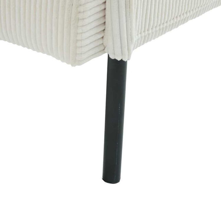 Close-up of a chair leg with a white woven seat on a white background
