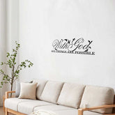 Faith-themed Zebra Metal Wall Art mounted above a beige sofa, blending seamlessly with cozy and elegant living room decor.