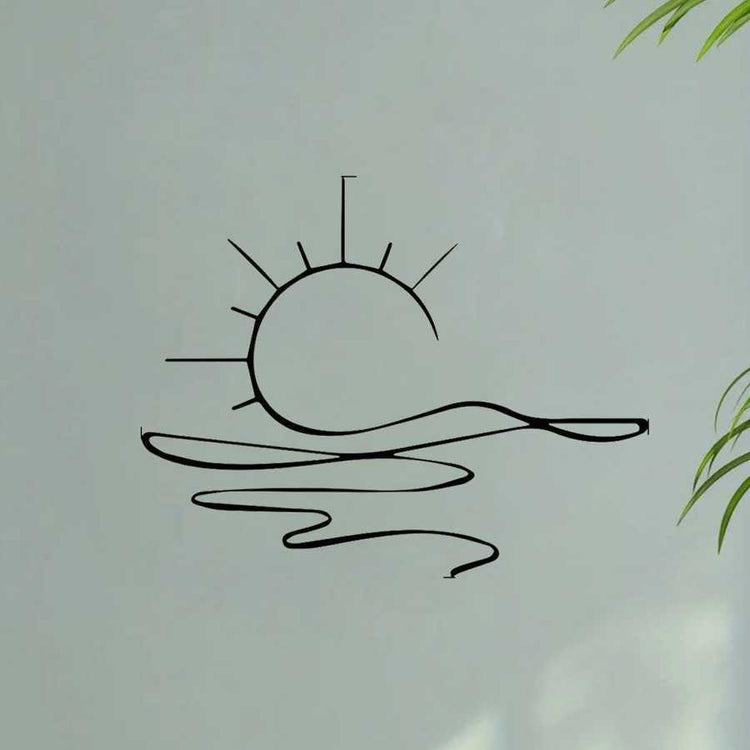 Minimalist sunrise wall art with metal design for home decor