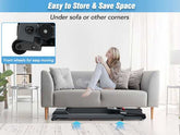 Foldable treadmill under sofa for space-saving storage