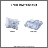 3-piece Twin Floral Striped Duvet Cover Set - Twin Duvet Cover Set Floral includes 2 shams and 1 duvet cover; Twin size includes 1 sham.