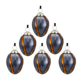 Set of 6 egg Christmas ornaments in black and gold glass
