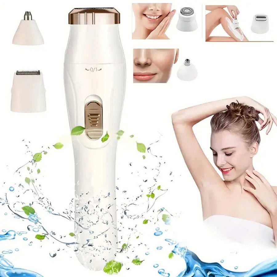 Electric shaver for women with attachments and water splash