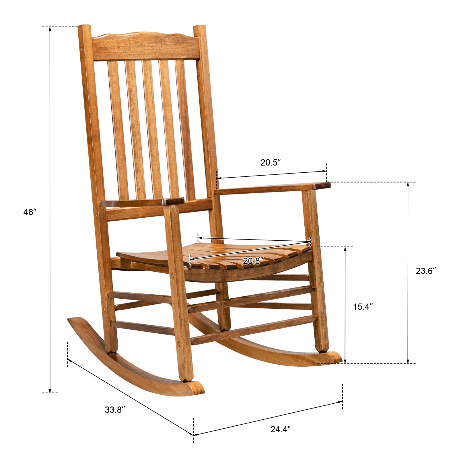 68.5*86*115CM Square Wooden Rocking Chair Wavy Backboard Original Color MLNshops]