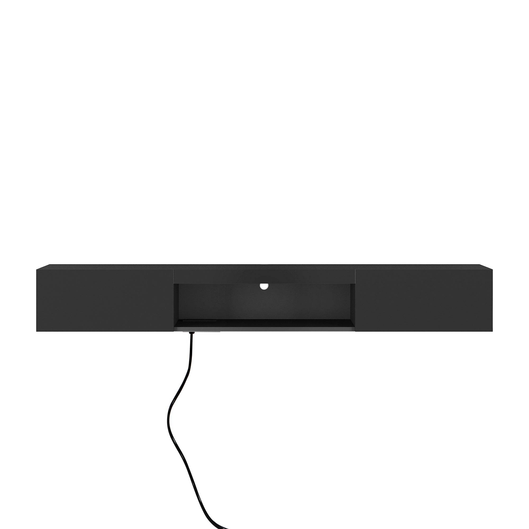 Floating TV Stand Wall Mounted with 16 Color LEDs,63' Modern TV Stand, Floating TV Cabinet Entertainment Center for 55 60 65 Inch TV,Black