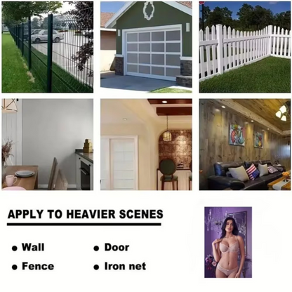 Usage guide for vintage aluminum wall art showing installation on walls, fences, doors, and iron nets. Suitable for indoor and outdoor decor.