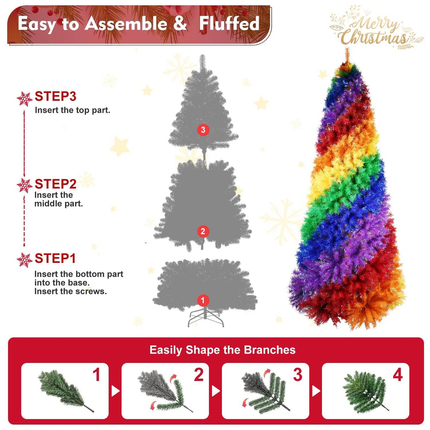 MLNshops Rainbow Spiral Christmas Tree - Vibrant Holiday