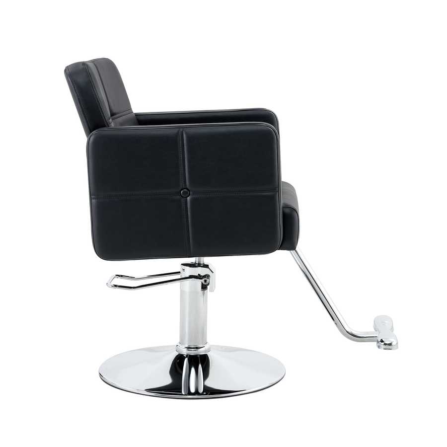 Black professional salon chair with adjustable height