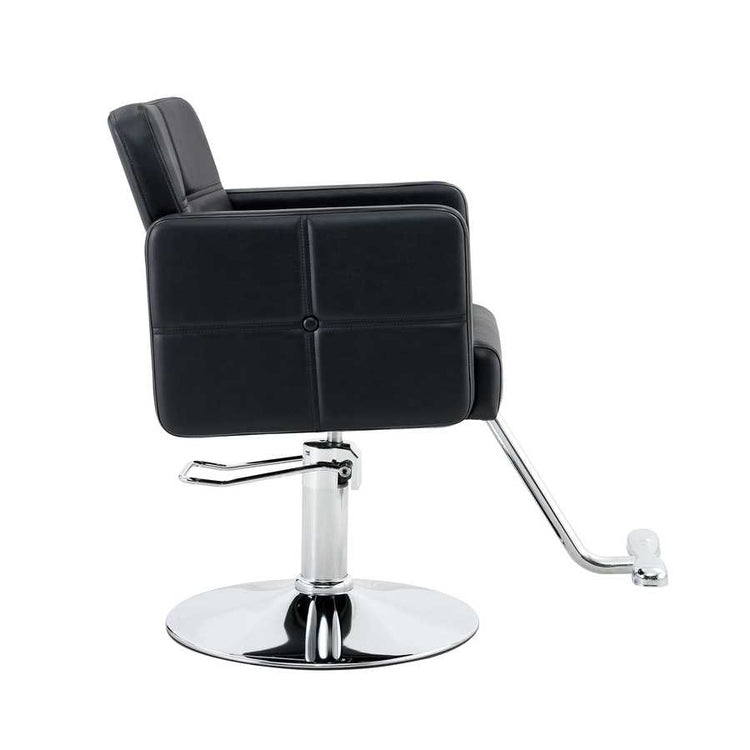 Black professional salon chair with adjustable height
