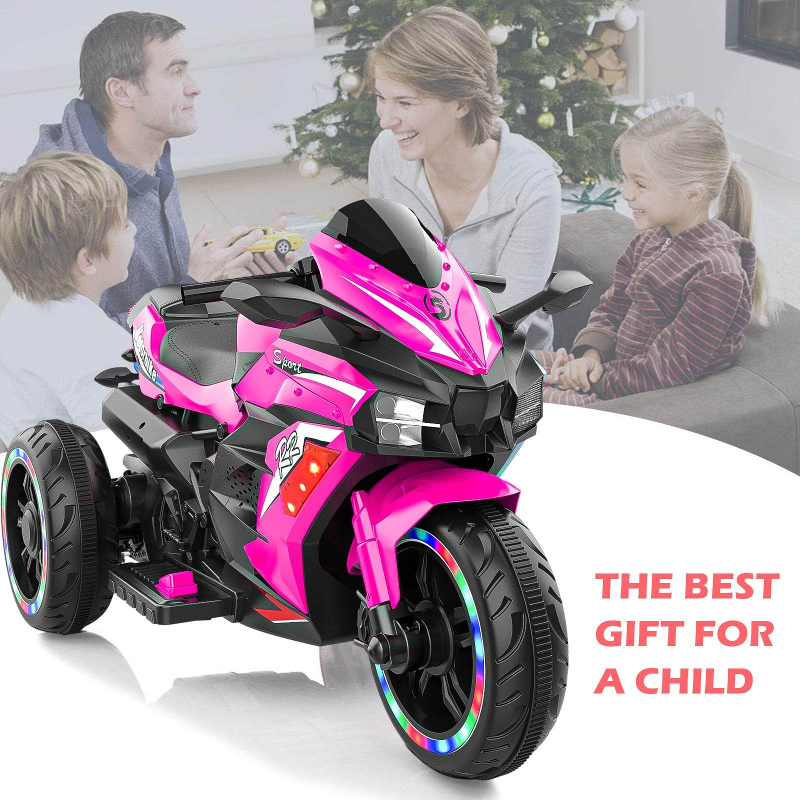 mlnshops 12V Kids Electric Motorcycle with LED Lights